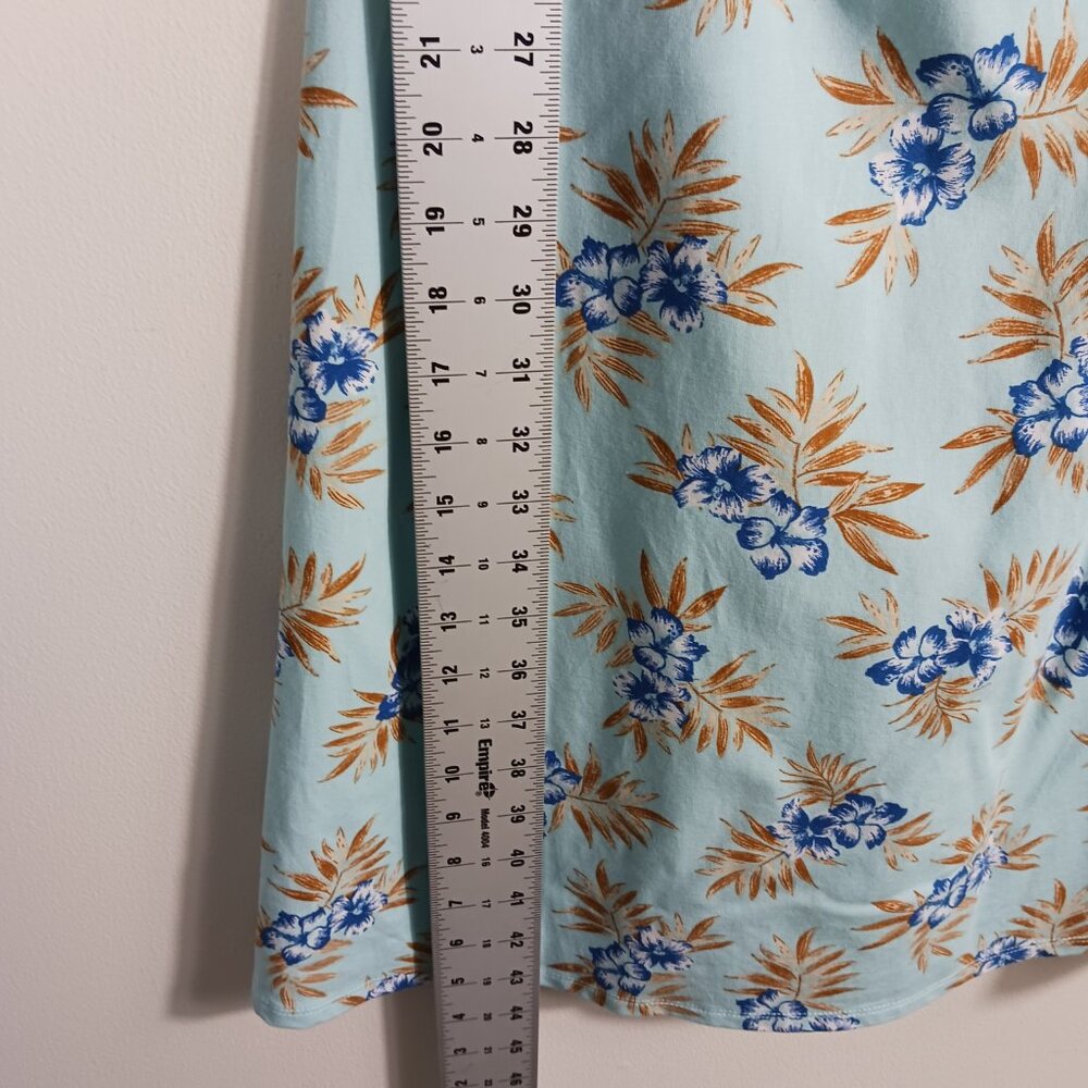 Lands' End Large Floral Print Twist Front Dress, Cap Sleeves, Aqua Blue/Navy - Picture 13 of 16